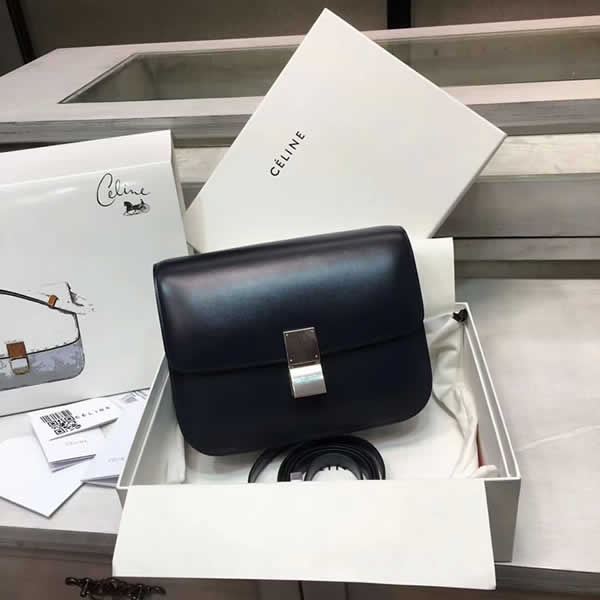 Fake Celine Box Classic Single Shoulder Flip Bag Black Messenger Bag